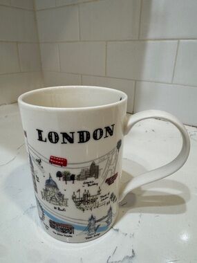 London Illustrated Ceramic Mug - White Travel Design